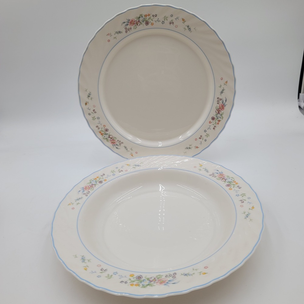 Arcopal France Victoria Floral Serving Plate and Pasta Serving Bowl White Opal